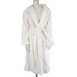 Pendleton White Fleece Hooded Belted Bathrobe Coat Size S-M